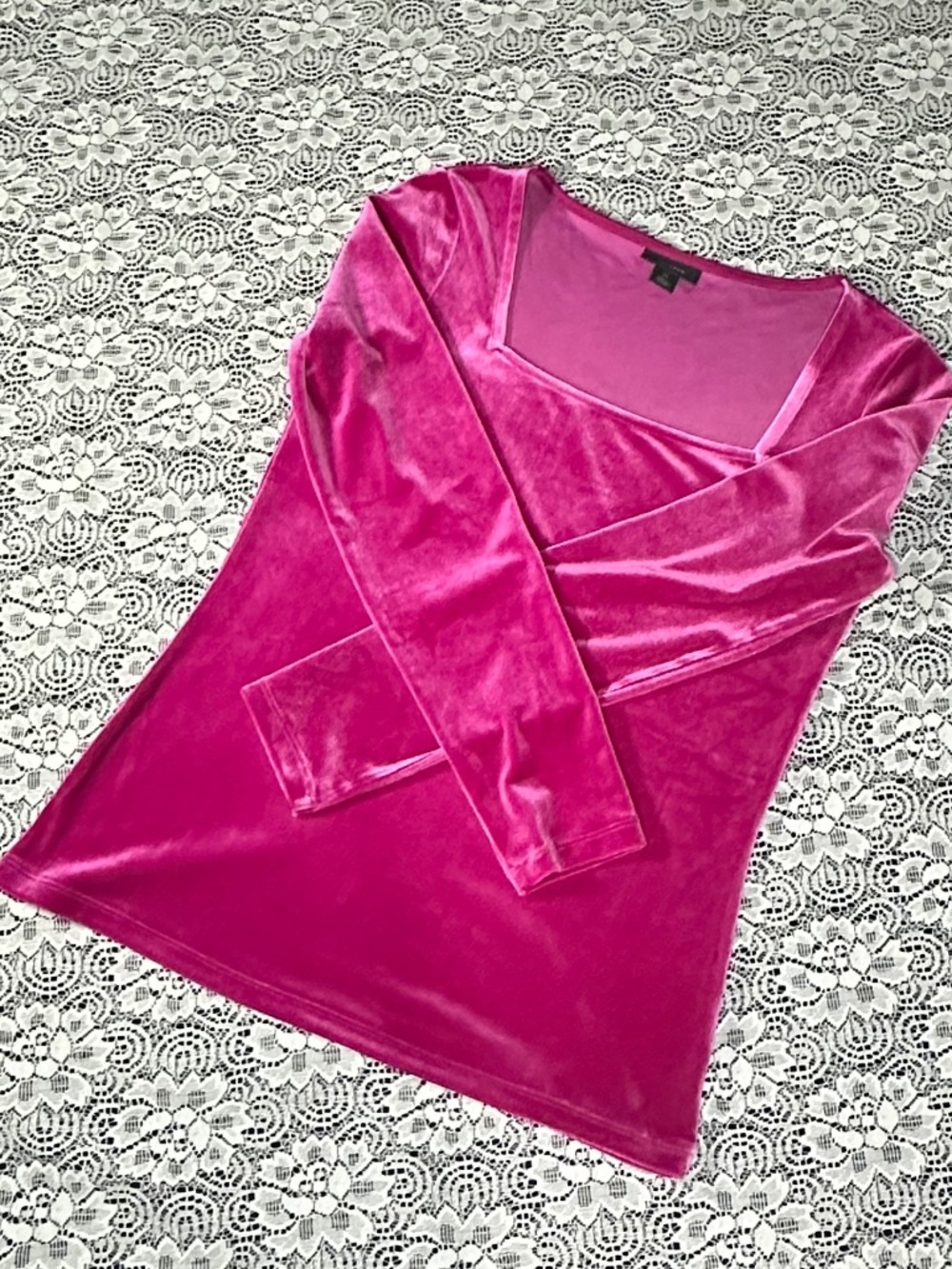Halogen Fuchsia Pink Velvet Long Sleeve Blouse Size XS